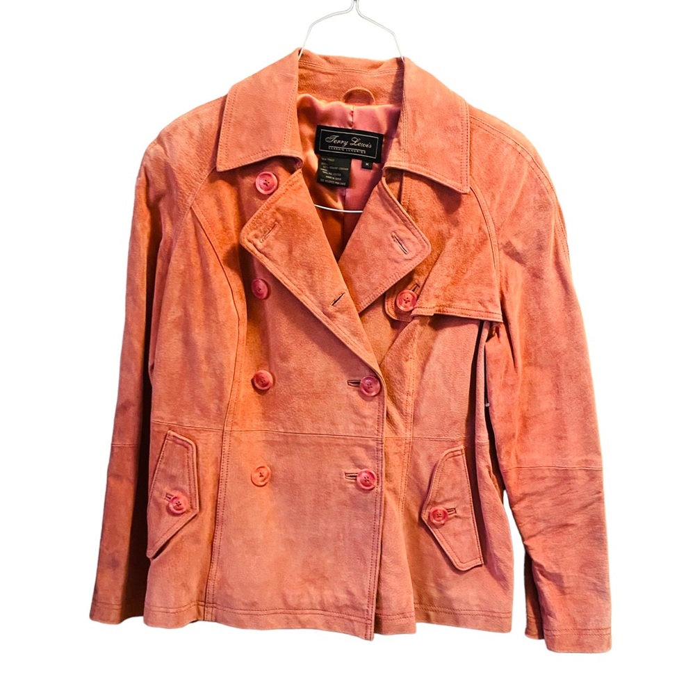TERRY LEWIS CLASSIC LUXURIES Peach Pink Suede Leather Jacket